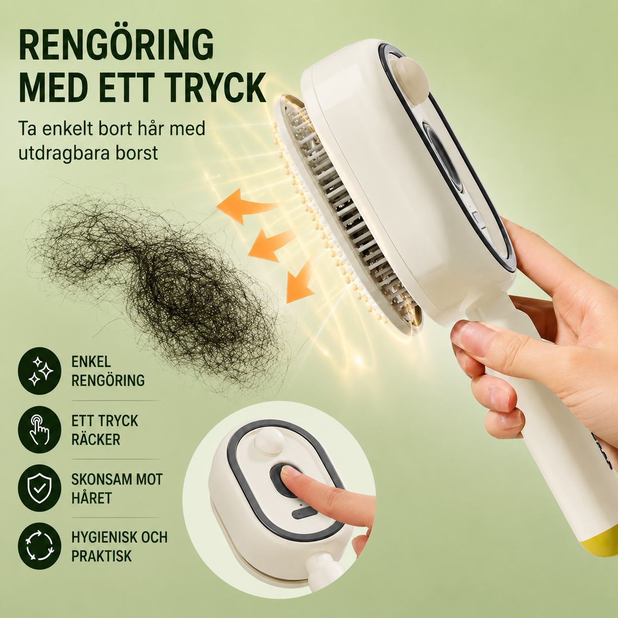 2-i-1 massage- och hårborste | Sprayar, masserar och passar alla hårtyper