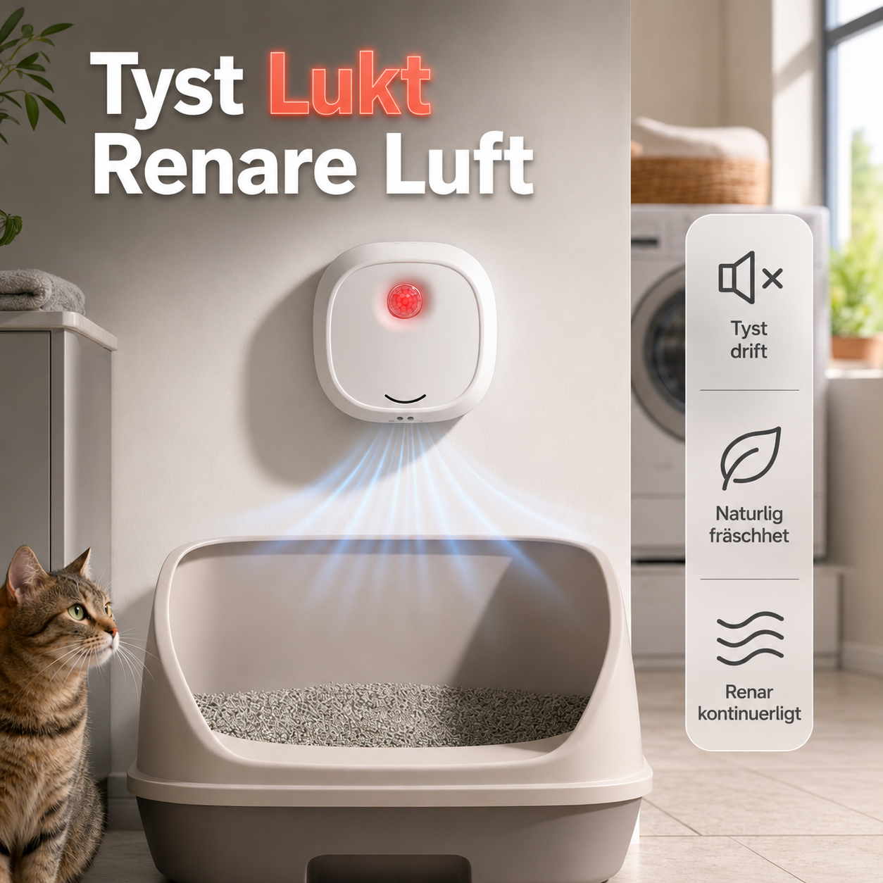 🏡 Tyst luktborttagare för hem med husdjur – Fräsch luft varje dag 🐾